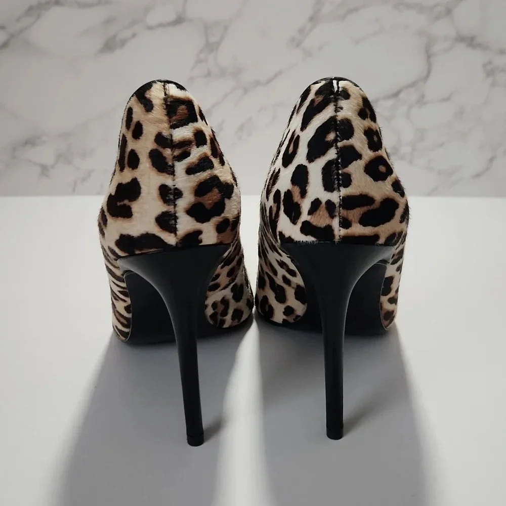 Alice & Olivia | Creda Leopard Print Calf Hair Stiletto Pumps - Size 6.5